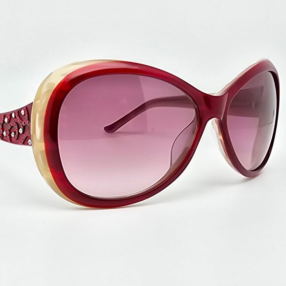 *SOLD* Judith Leiber JL1045B 06 Red Rhinestone Frame Red Gradient Len Sunglasses - Picture 7 of 15